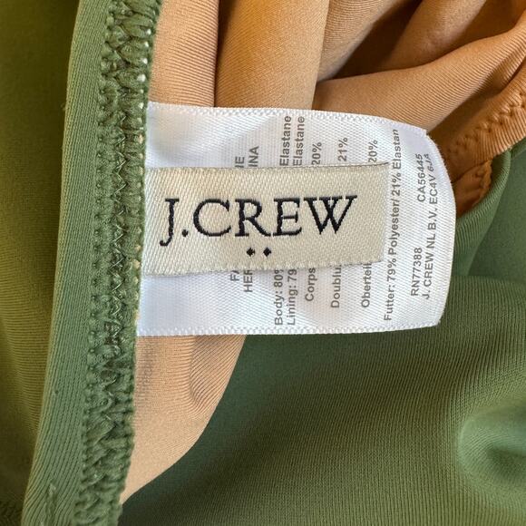J. Crew V Neck One Piece Bathing Swim Suit Green EUC Medium Spring Break Lined - Picture 5 of 9